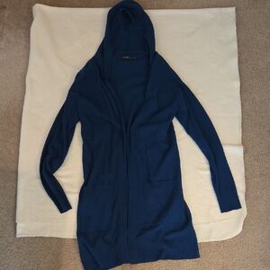 Blue Hooded Cardigan Sweater,small Like New